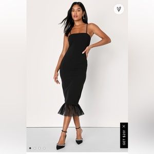 Black Body-con Dress with Ruffled Bottom